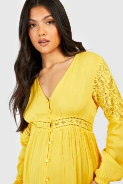 Maternité - Robe Longue à Dentelle Style Bohème -BOOHO Kleidung Magasin gzz49318 ochre xl 3
