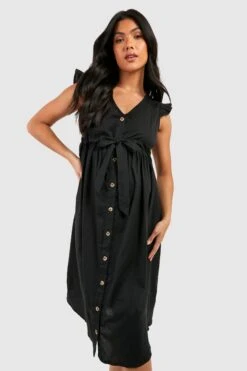 Maternité - Robe Mi Longue Boutonnée 7 Maternité - Robe Mi Longue Boutonnée -BOOHO Kleidung Magasin gzz49319 black xl 2