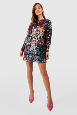 Robe Premium Fleurie à Sequins -BOOHO Kleidung Magasin gzz49338 multi xl 2
