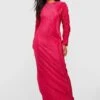 Robe Longue Plissée à Manches Froncées -BOOHO Kleidung Magasin gzz49375 hot20pink xl