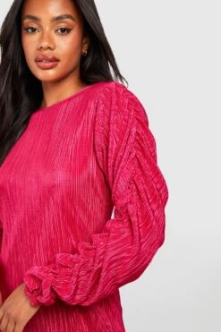 Robe Longue Plissée à Manches Froncées 9 Robe Longue Plissée à Manches Froncées -BOOHO Kleidung Magasin gzz49375 hot20pink xl 3