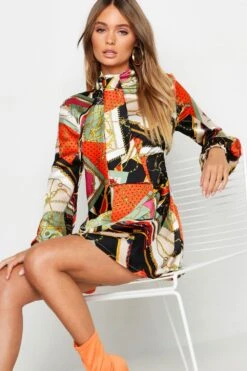 Robe Patineuse à Imprimé Chaîne -BOOHO Kleidung Magasin gzz49380 rust xl 3