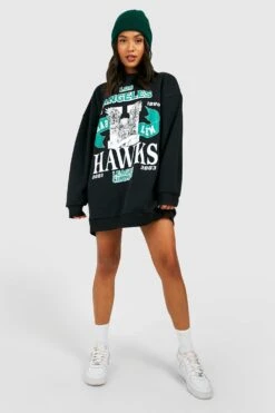 Petite - Robe Sweat Oversize Universitaire à Slogan -BOOHO Kleidung Magasin gzz49458 black xl 2
