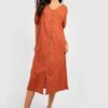 Maternité - Robe Mi-longue Texturée à Boutons 1 Maternité - Robe Mi-longue Texturée à Boutons -BOOHO Kleidung Magasin gzz49555 rust xl