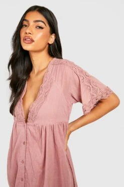 Maternité - Robe De Grossesse Mi-longue En Crochet -BOOHO Kleidung Magasin gzz49556 blush xl 3