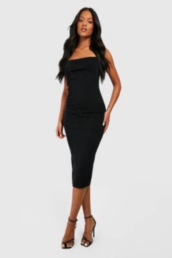Tall - Robe Mi-longue Soyeuse à Dos Bénitier -BOOHO Kleidung Magasin gzz49624 black xl 2