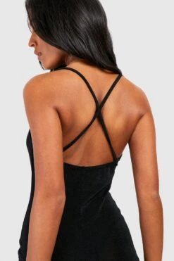 Tall - Robe Mi-longue Soyeuse à Dos Bénitier -BOOHO Kleidung Magasin gzz49624 black xl 3