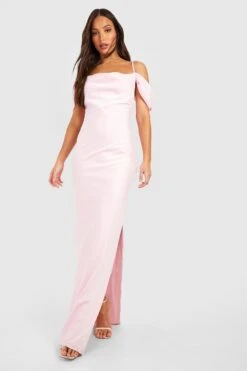 Tall - Robe Longue Satinée à épaules Dénudées -BOOHO Kleidung Magasin gzz49675 dusky20pink xl 2