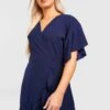 Grande Taille - Robe Portefeuille à Volants Et Manches Chauve-souris -BOOHO Kleidung Magasin gzz49744 navy xl