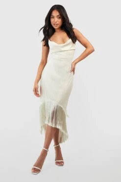 BOOHOO Petite - Robe Mi-longue à Attaches Et Franges 8 BOOHOO Petite - Robe Mi-longue à Attaches Et Franges -BOOHO Kleidung Magasin gzz49773 champagne xl 2