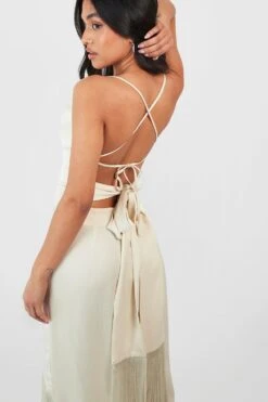 BOOHOO Petite - Robe Mi-longue à Attaches Et Franges 9 BOOHOO Petite - Robe Mi-longue à Attaches Et Franges -BOOHO Kleidung Magasin gzz49773 champagne xl 3