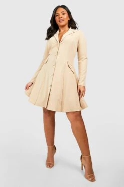 Grande Taille - Robe Blazer Patineuse -BOOHO Kleidung Magasin gzz49906 stone xl 2