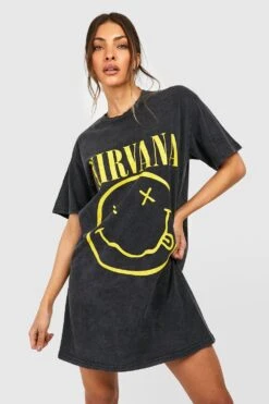 Robe T-shirt Surteinte à Imprimé Nirvana -BOOHO Kleidung Magasin gzz49922 black xl 2
