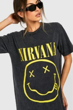 Robe T-shirt Surteinte à Imprimé Nirvana -BOOHO Kleidung Magasin gzz49922 black xl 3
