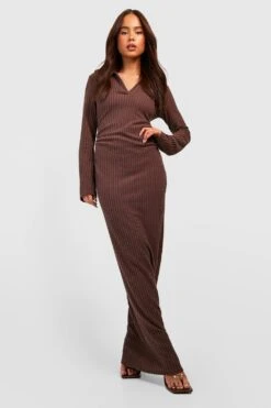 Petite - Robe Longue Texturée Côtelée