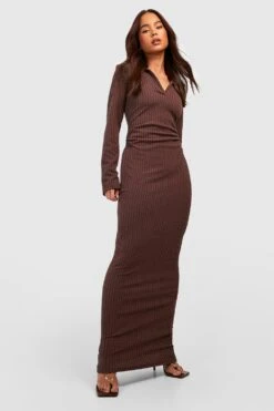 Petite - Robe Longue Texturée Côtelée -BOOHO Kleidung Magasin gzz50053 chocolate xl 2