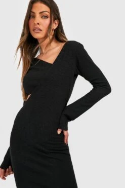 Robe Portefeuille Côtelée à Découpes -BOOHO Kleidung Magasin gzz50269 black xl 3