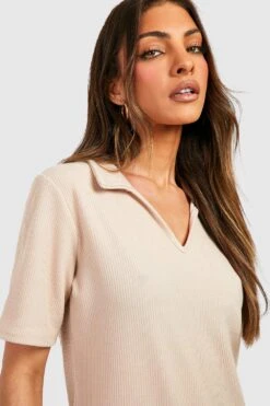 Robe Mi-longue Côtelée à Col Montant -BOOHO Kleidung Magasin gzz50274 stone xl 3