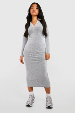 Petite - Robe Mi-longue Bicolore Côtelée -BOOHO Kleidung Magasin gzz50305 black xl 2