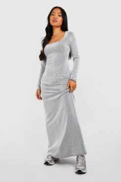 Petite - Robe Longue Bicolore Côtelée