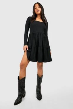 Petite - Robe Babydoll Froncée à Col Carré