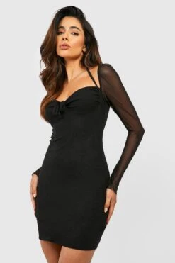 Robe Moulante En Mesh à Manches Longues -BOOHO Kleidung Magasin gzz50501 black xl 2