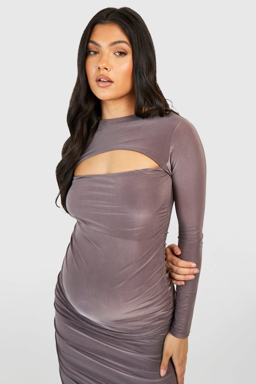 Maternité - Robe De Grossesse Soyeuse à Découpes 6 Maternité - Robe De Grossesse Soyeuse à Découpes – Image 4