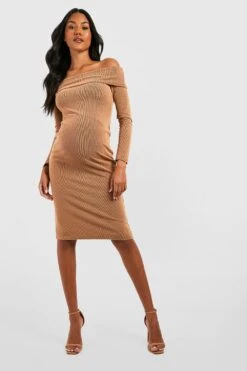 Maternité - Robe De Grossesse Bicolore à Col Bateau -BOOHO Kleidung Magasin gzz50661 camel xl 2