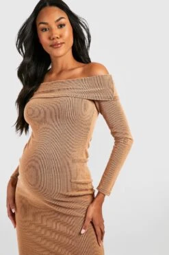 Maternité - Robe De Grossesse Bicolore à Col Bateau -BOOHO Kleidung Magasin gzz50661 camel xl 3