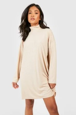 Petite - Robe Côtelée à Col Montant -BOOHO Kleidung Magasin gzz50671 stone xl 2