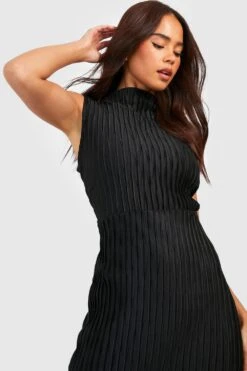 Petite - Robe Longue Texturée à Col Montant -BOOHO Kleidung Magasin gzz50678 black xl 3