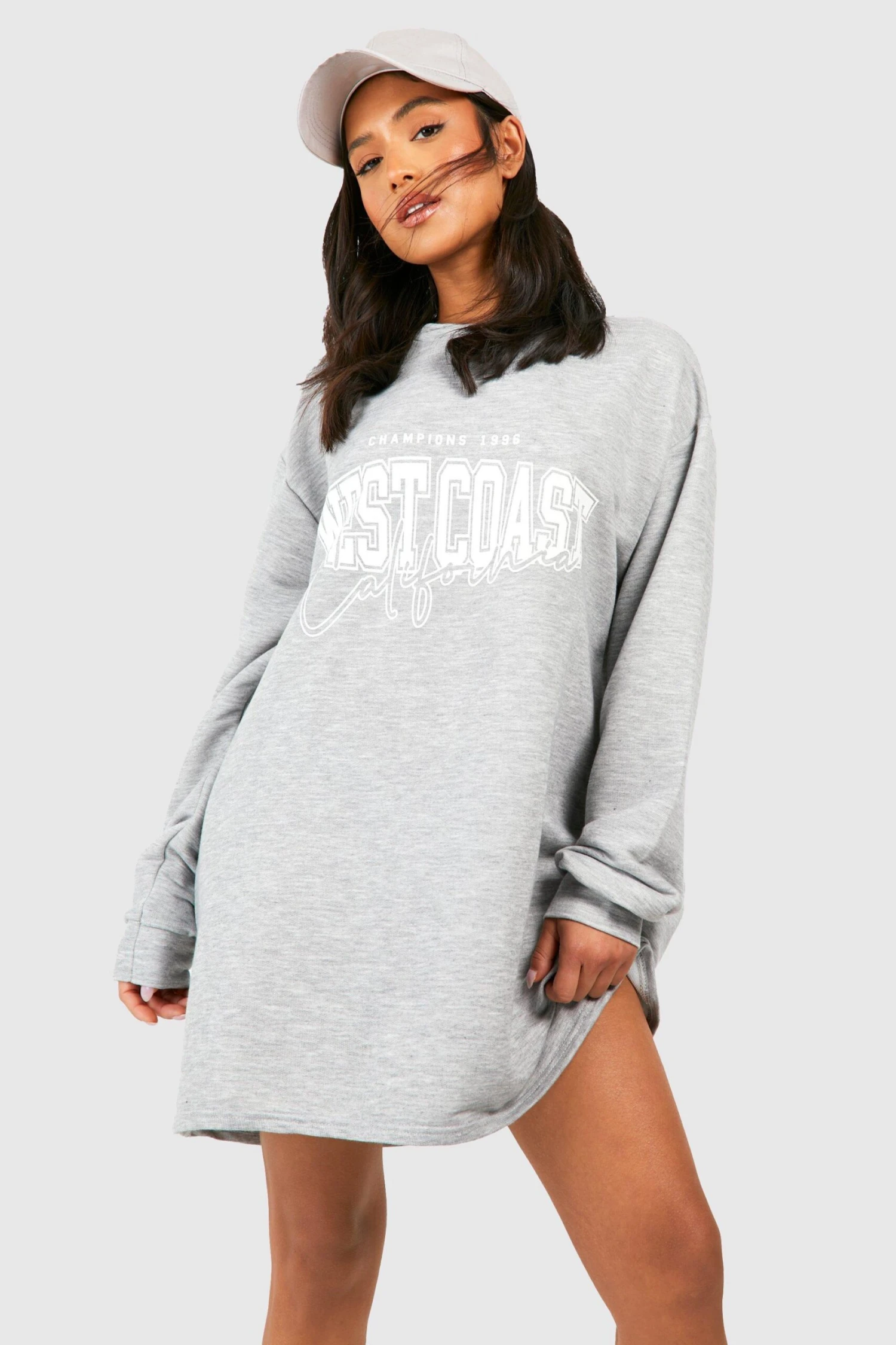 Petite - Robe Sweat Oversize à Slogan West Coast 3 Petite - Robe Sweat Oversize à Slogan West Coast