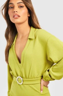 Robe Droite à Ceinture 9 Robe Droite à Ceinture -BOOHO Kleidung Magasin gzz50803 olive xl 3