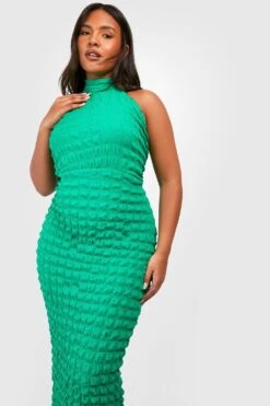 Grande Taille - Robe Longue Dos Nu Texturée -BOOHO Kleidung Magasin gzz51020 bright20green xl 2