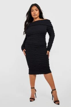 Grande Taille - Robe Courte Texturée -BOOHO Kleidung Magasin gzz51021 black xl 2