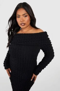 Grande Taille - Robe Courte Texturée -BOOHO Kleidung Magasin gzz51021 black xl 3