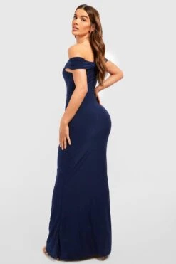 Robe Longue Soyeuse à Col Bateau -BOOHO Kleidung Magasin gzz51131 navy xl 1
