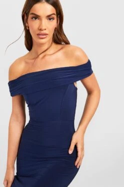 Robe Longue Soyeuse à Col Bateau -BOOHO Kleidung Magasin gzz51131 navy xl 2