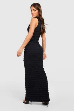 Robe Longue Texturée à Col Montant -BOOHO Kleidung Magasin gzz51148 black xl 1