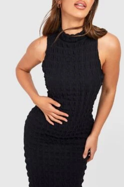 Robe Longue Texturée à Col Montant -BOOHO Kleidung Magasin gzz51148 black xl 3