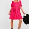Robe Texturée à Manches Bouffantes -BOOHO Kleidung Magasin gzz51161 hot20pink xl