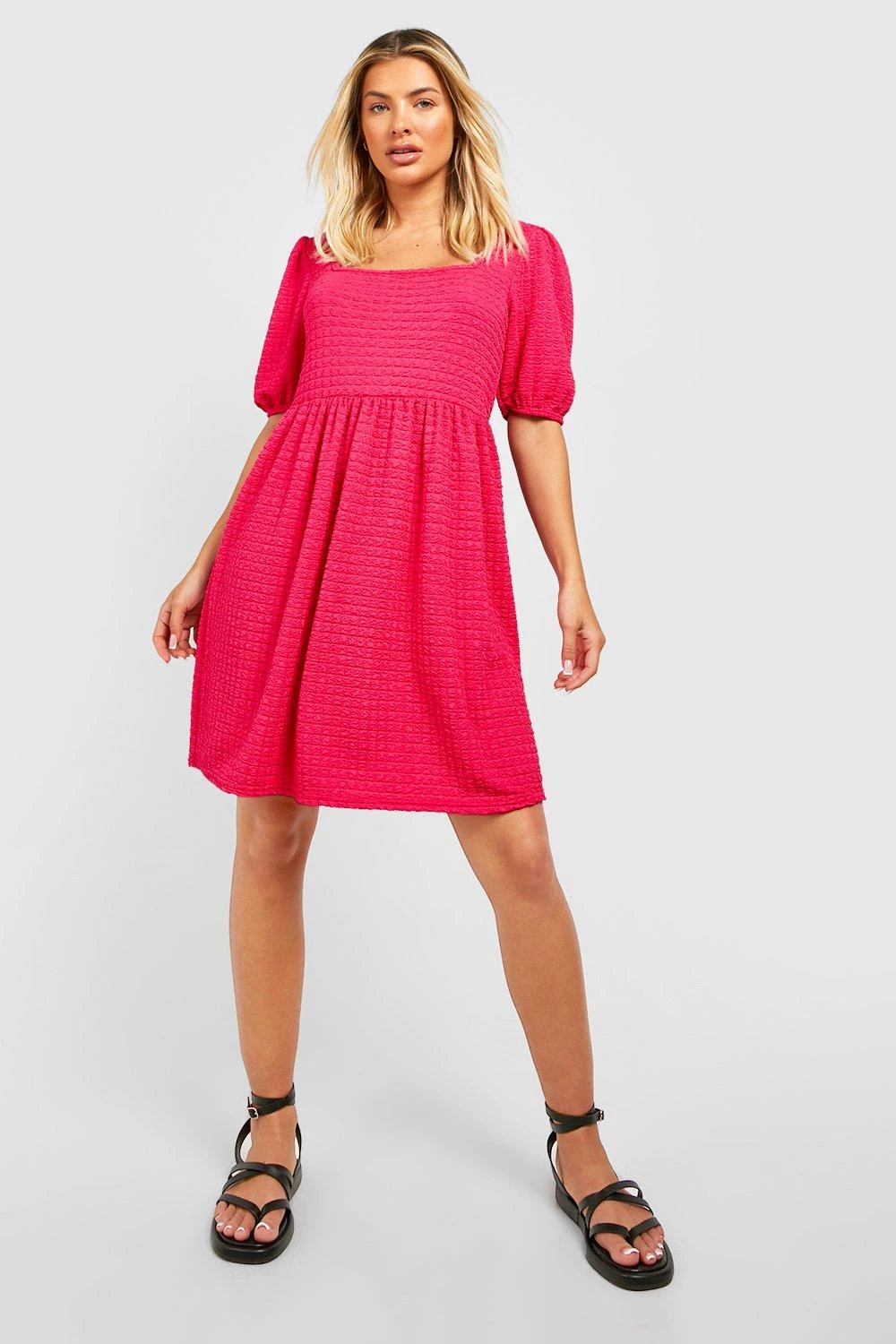 Robe Texturée à Manches Bouffantes 5 Robe Texturée à Manches Bouffantes – Image 3