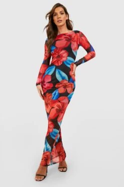 Robe Longue Fleurie En Mesh -BOOHO Kleidung Magasin gzz51284 red xl 1