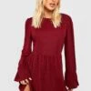 Robe Babydoll Côtelée à Manches Larges 2 Robe Babydoll Côtelée à Manches Larges -BOOHO Kleidung Magasin gzz51318 berry xl