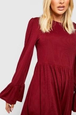 Robe Babydoll Côtelée à Manches Larges 9 Robe Babydoll Côtelée à Manches Larges -BOOHO Kleidung Magasin gzz51318 berry xl 3