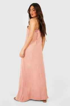 Robe Longue En Lin à Bretelles Fines -BOOHO Kleidung Magasin gzz51349 clay xl 1