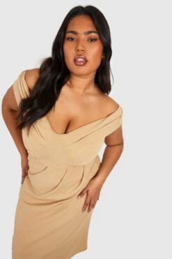 Grande Taille - Robe Corset à épaules Dénudées -BOOHO Kleidung Magasin gzz51412 stone xl 3