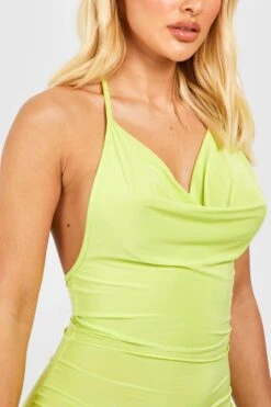 Robe Longue Moulante à Col Bénitier -BOOHO Kleidung Magasin gzz51424 lime xl 3