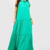 Robe Longue Froncée à Col Carré Et Attaches -BOOHO Kleidung Magasin gzz51438 green xl