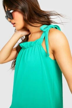 Robe Longue Froncée à Col Carré Et Attaches -BOOHO Kleidung Magasin gzz51438 green xl 3
